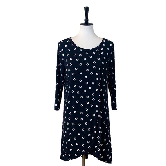 Chico’s Black Circle Print High Low Tunic Dress Size 1 - Women's Size Small - Picture 1 of 11